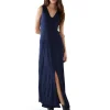 Fashion LES TIEN Ali Double V- Tank Dress Navy