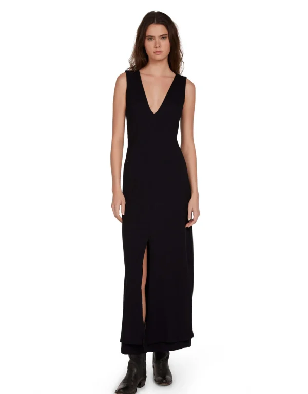 Outlet LES TIEN Ali Double V- Tank Dress Jet Black