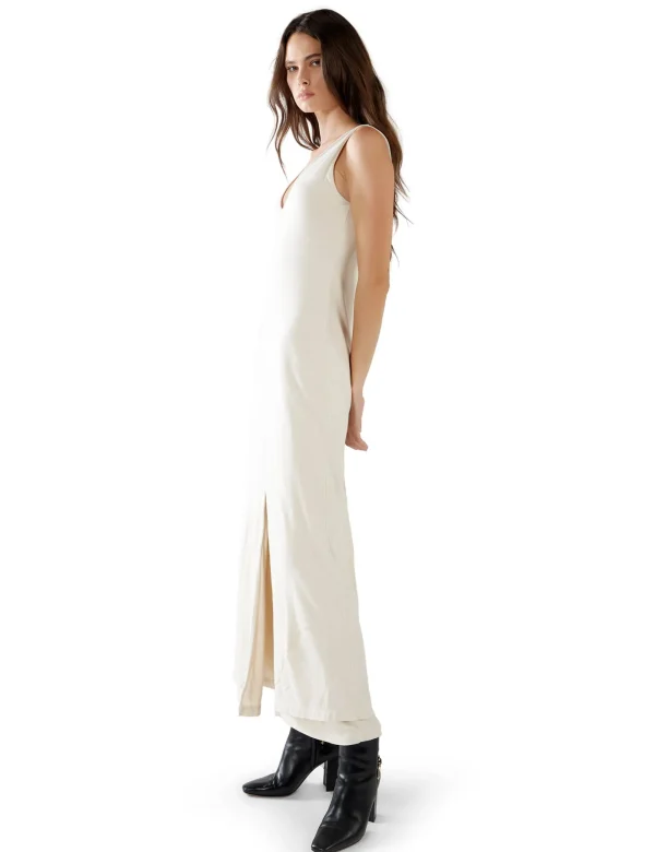 Clearance LES TIEN Ali Double V- Tank Dress Ivory