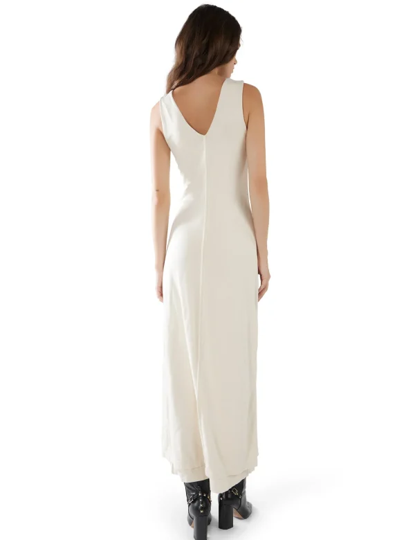 Clearance LES TIEN Ali Double V- Tank Dress Ivory