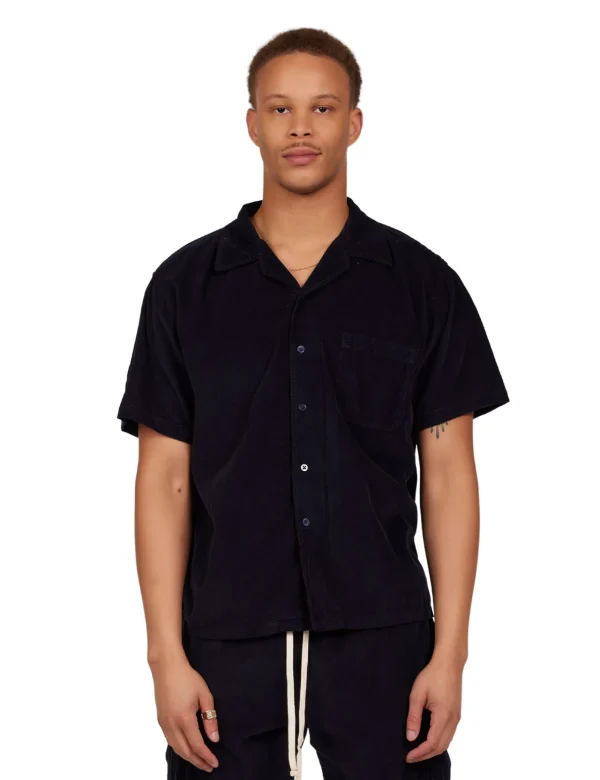 Clearance LES TIEN Baby Corduroy Cuban Shirt Navy