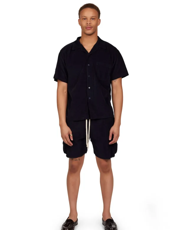 Clearance LES TIEN Baby Corduroy Cuban Shirt Navy