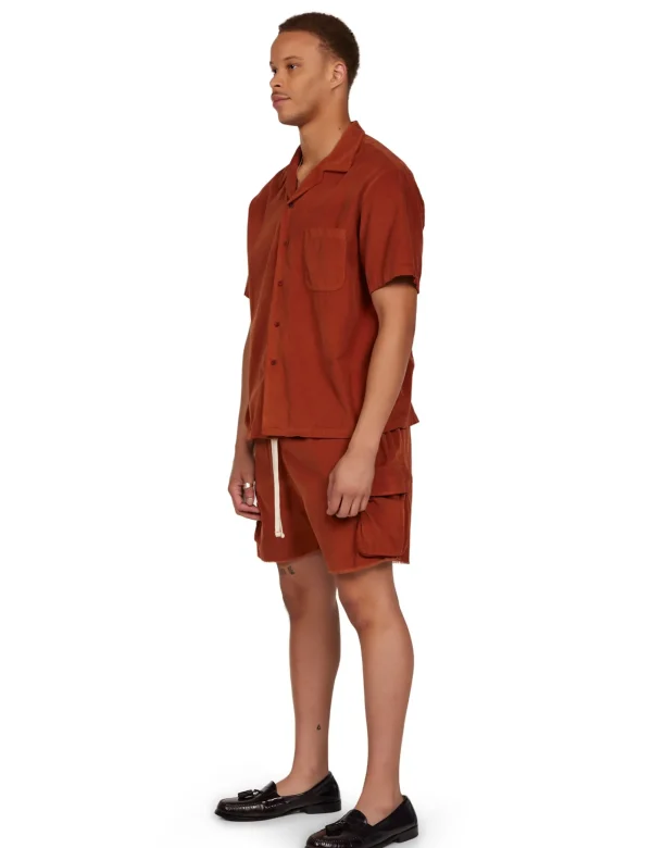 New LES TIEN Baby Corduroy Cuban Shirt Cedar