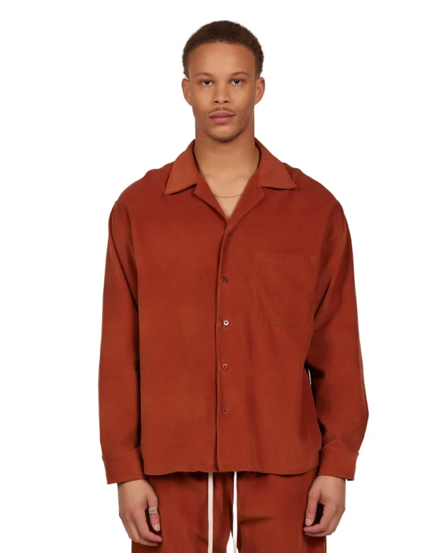 Outlet LES TIEN Baby Corduroy L/S Cuban Shirt Cedar
