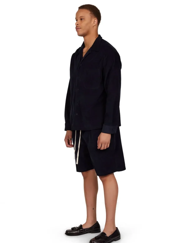 Fashion LES TIEN Baby Corduroy L/S Cuban Shirt Navy