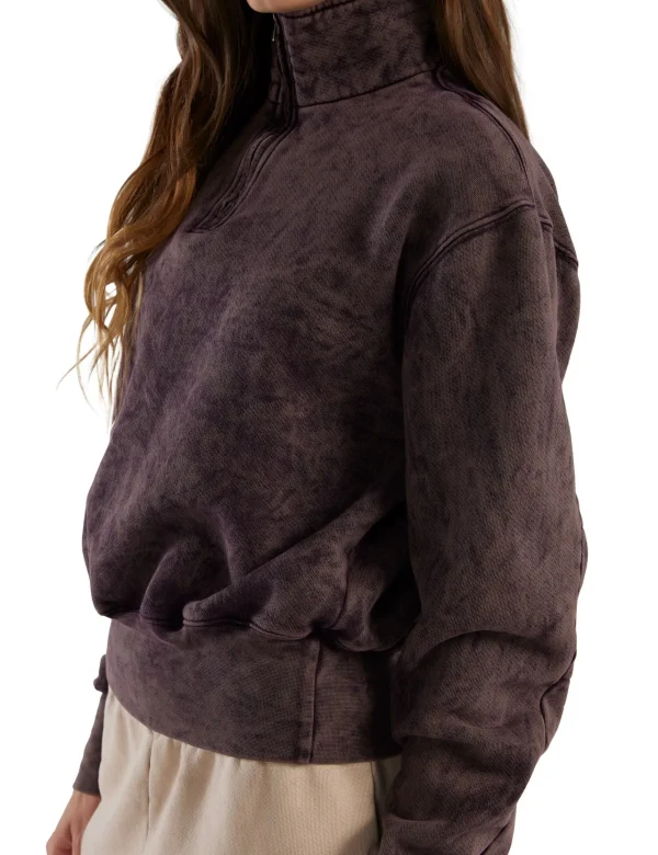Best LES TIEN Bailey Banded Half Zip Pullover Fig Mineral