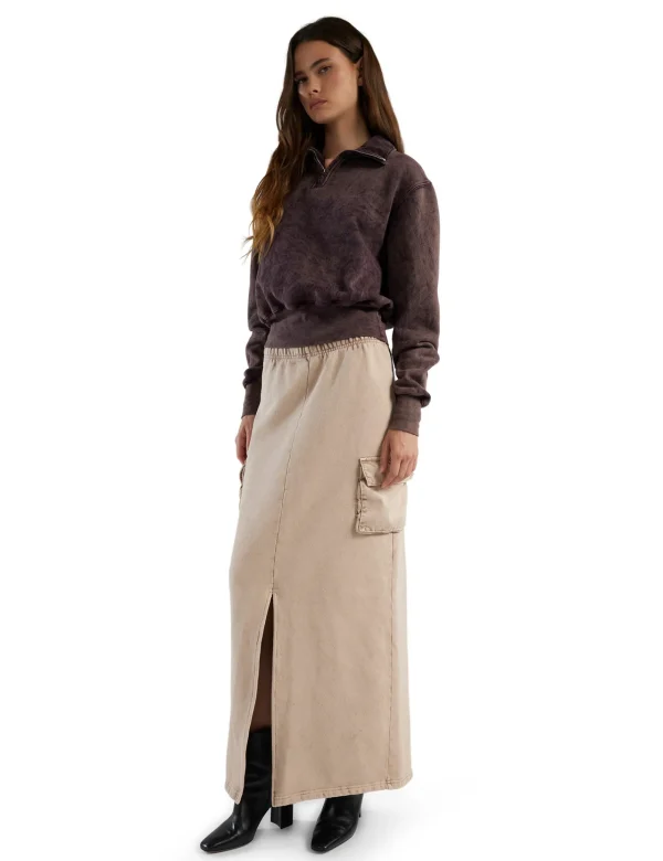 Best LES TIEN Bailey Banded Half Zip Pullover Fig Mineral