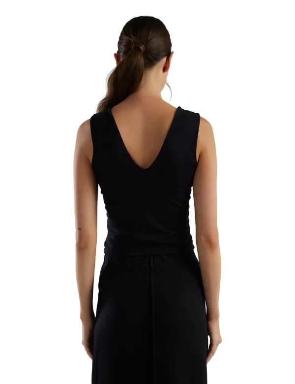 Sale LES TIEN Blake Deep V Tank Jet Black