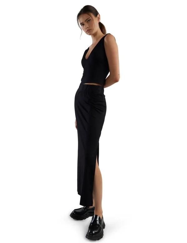 Sale LES TIEN Blake Deep V Tank Jet Black