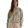 New LES TIEN Cara Crop Hoodie Dove Mineral