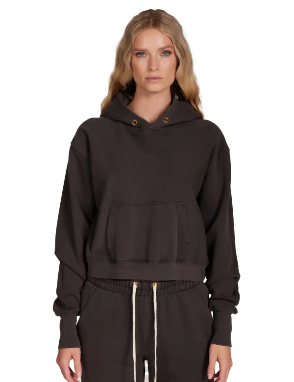 Best LES TIEN Cara Crop Hoodie Vintage Black