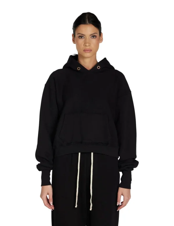 Online LES TIEN Cara Crop Hoodie Jet Black
