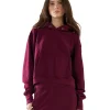 New LES TIEN Cara Crop Hoodie Bordeaux