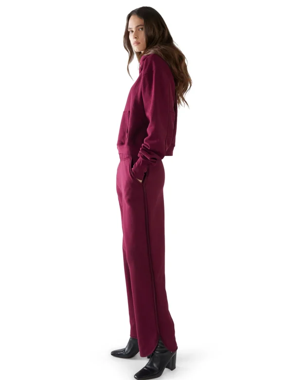 New LES TIEN Cara Crop Hoodie Bordeaux