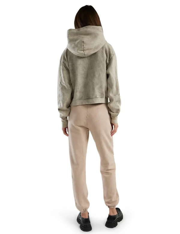 New LES TIEN Cara Crop Hoodie Dove Mineral