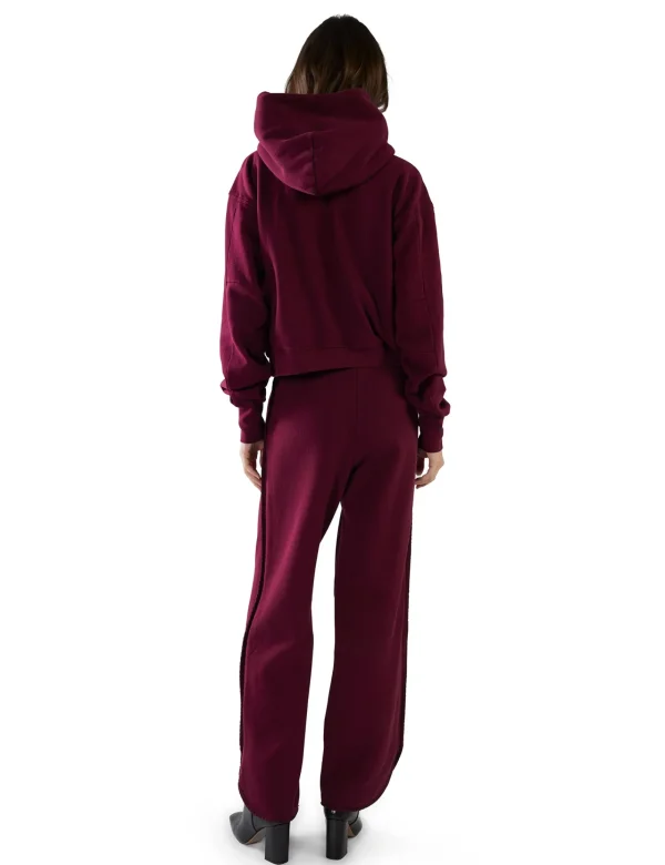 New LES TIEN Cara Crop Hoodie Bordeaux