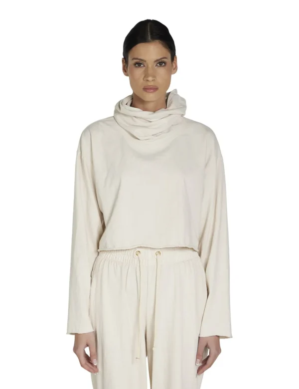 Fashion LES TIEN Coreena Crop Cowl Neck Ivory