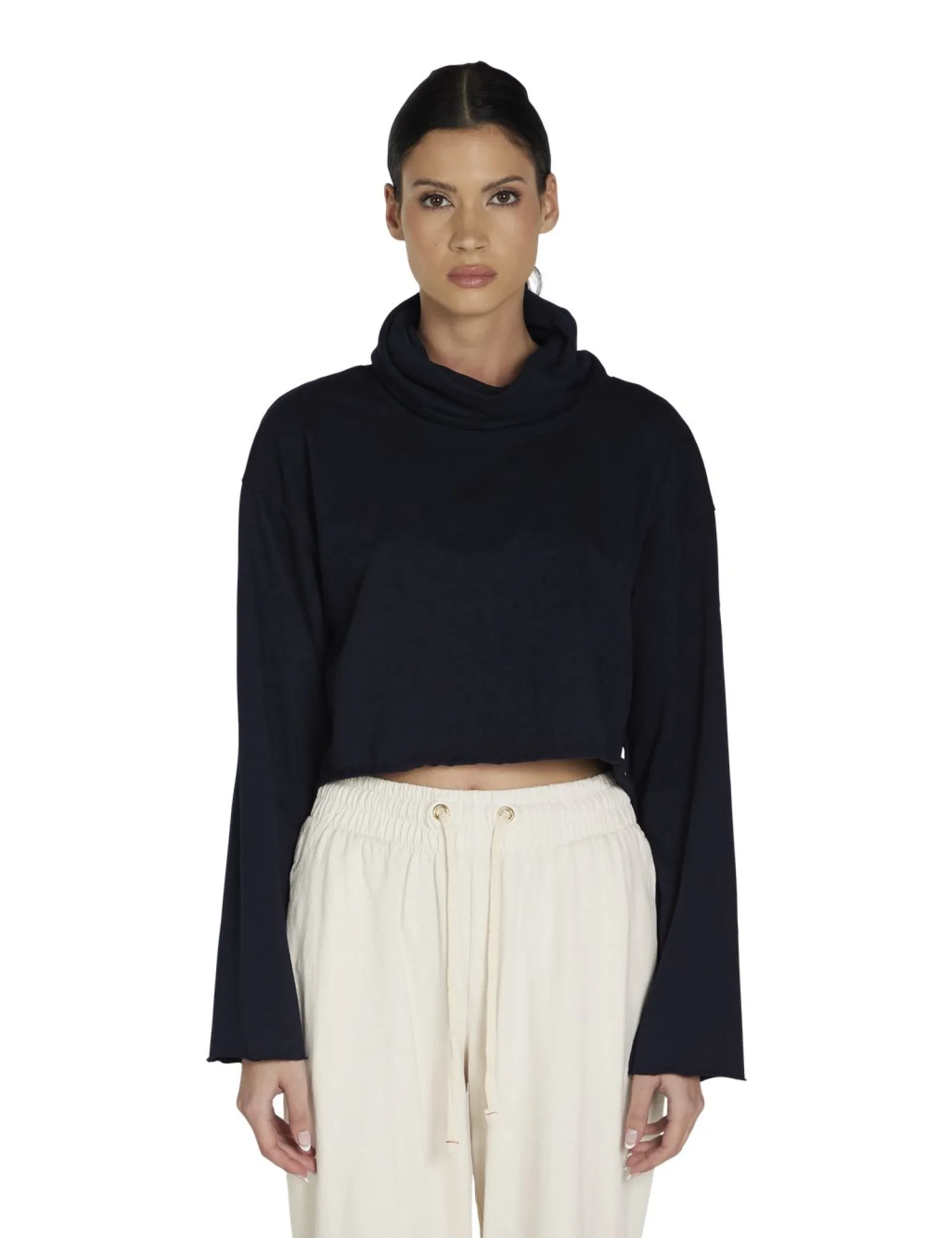 coreena_crop_cowl_neck_0-2.webp Outlet LES TIEN Coreena Crop Cowl Neck Navy