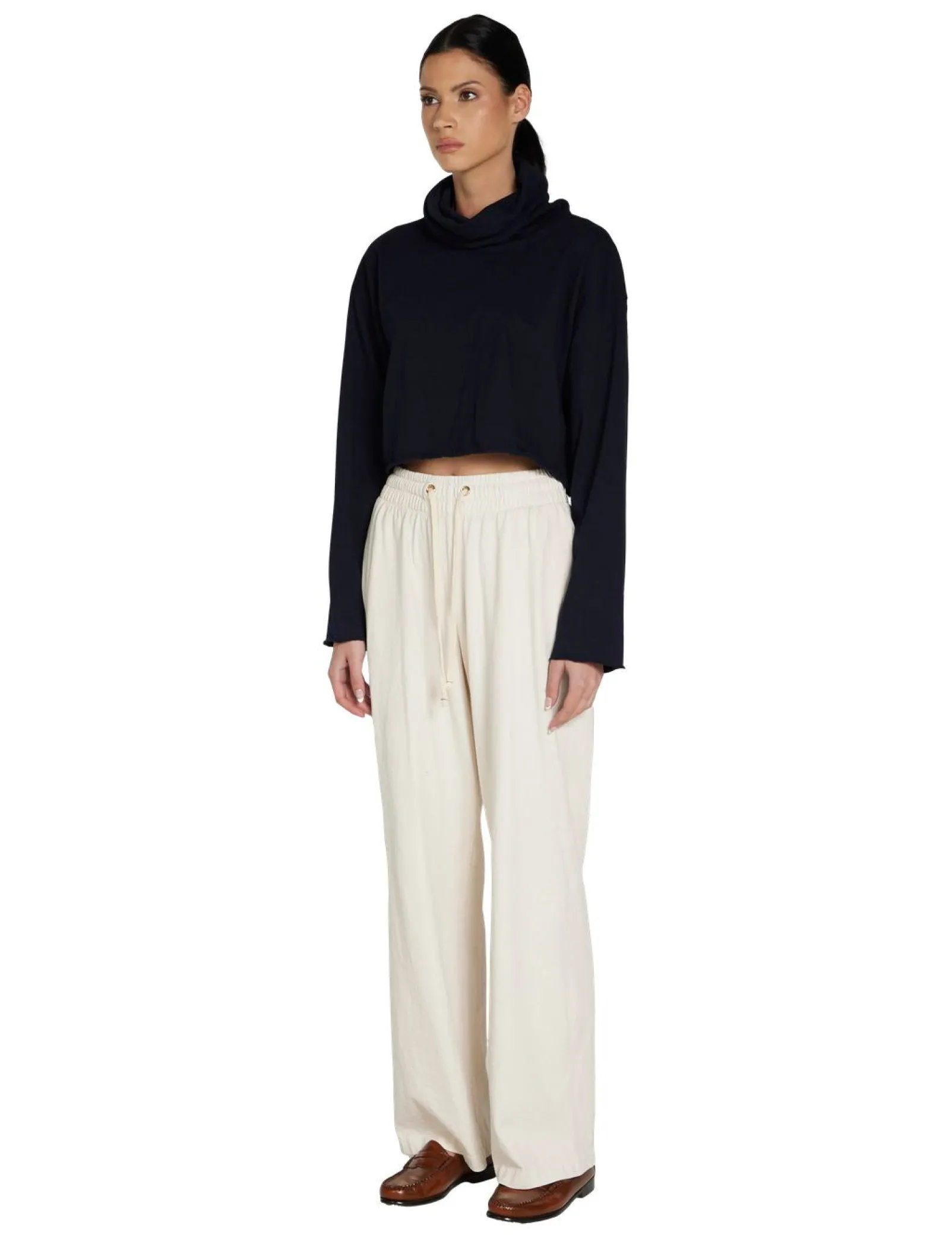 coreena_crop_cowl_neck_1-2.webp Outlet LES TIEN Coreena Crop Cowl Neck Navy