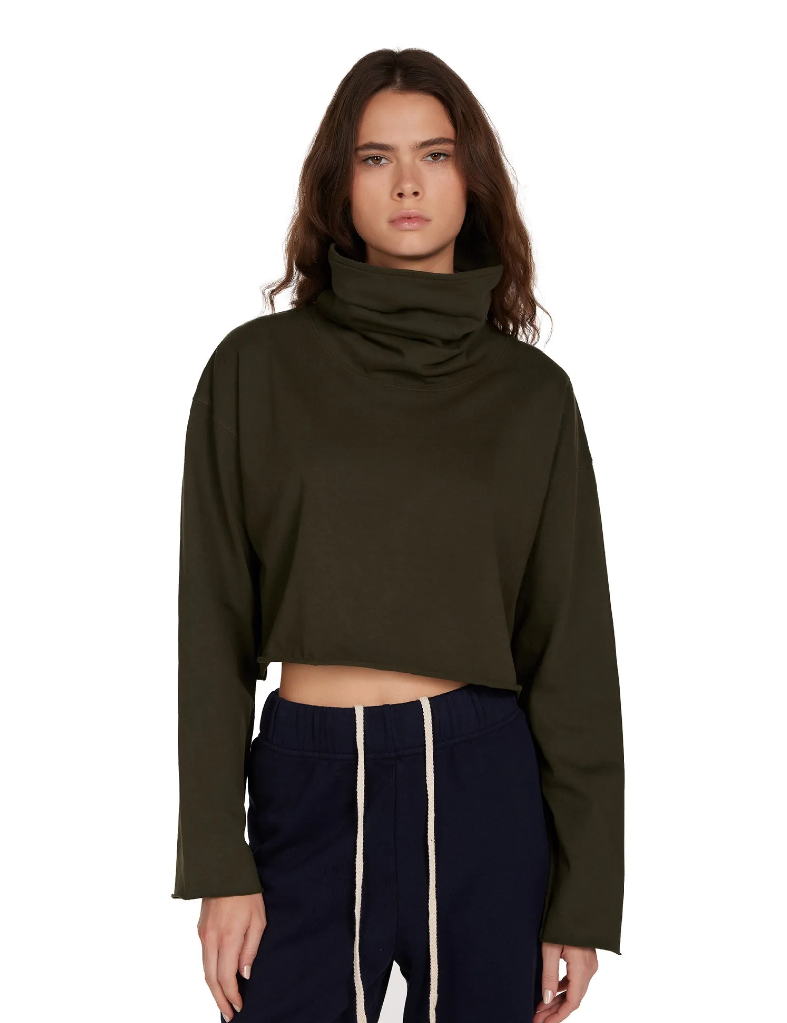 coreena_crop_cowl_neck_1-4.webp Sale LES TIEN Coreena Crop Cowl Neck Forest