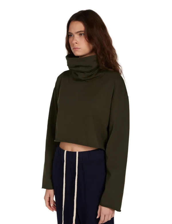 Sale LES TIEN Coreena Crop Cowl Neck Forest