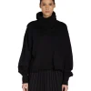 Fashion LES TIEN Corey Crop Cowl Neck Jet Black