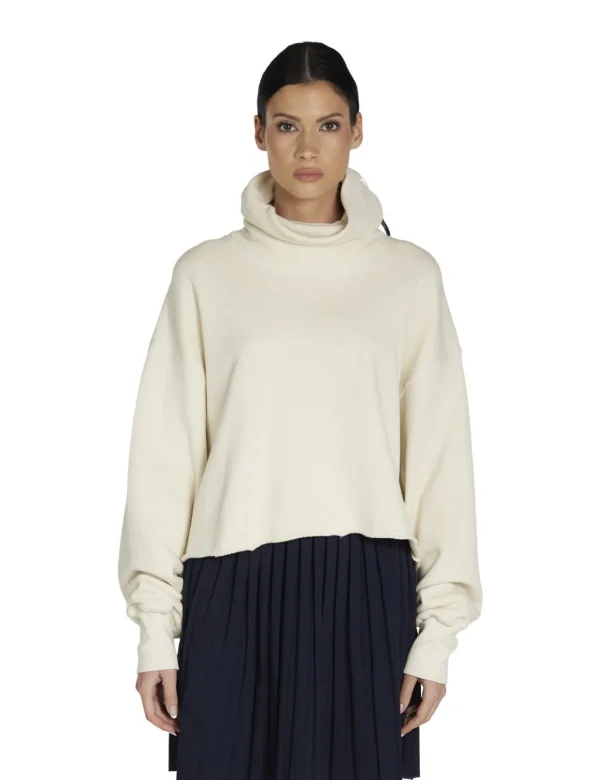 Sale LES TIEN Corey Crop Cowl Neck Ivory