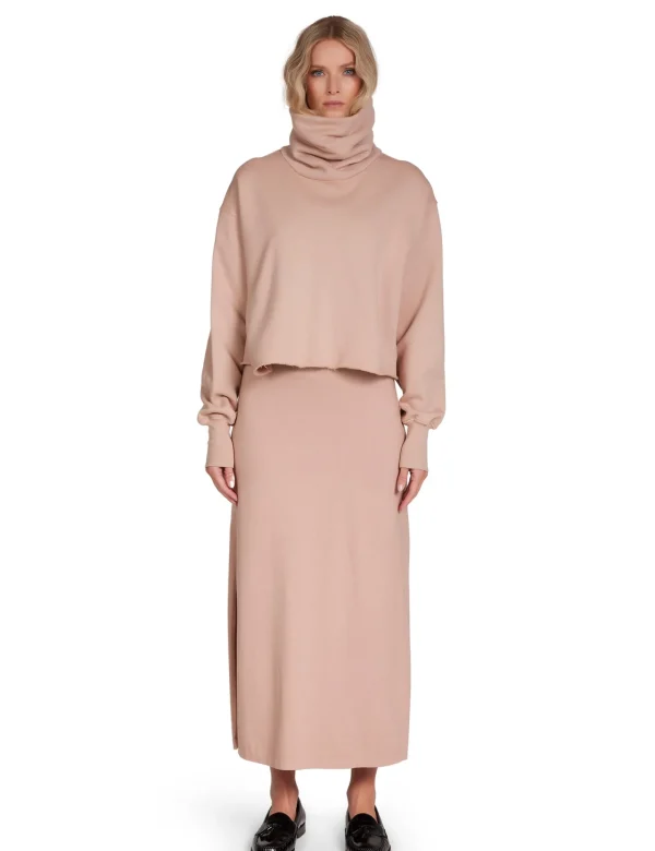 Clearance LES TIEN Corey Crop Cowl Neck Mauve