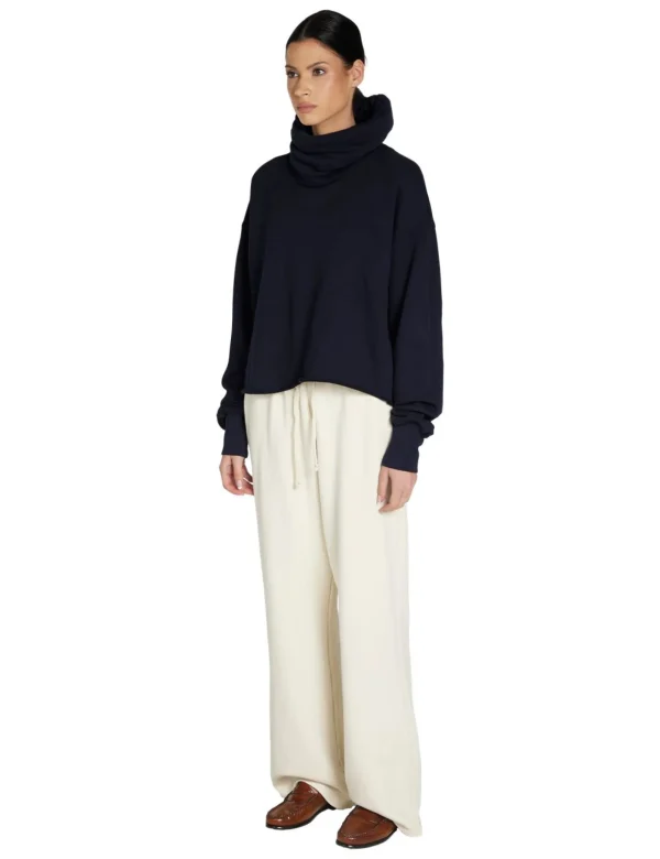 Outlet LES TIEN Corey Crop Cowl Neck Navy