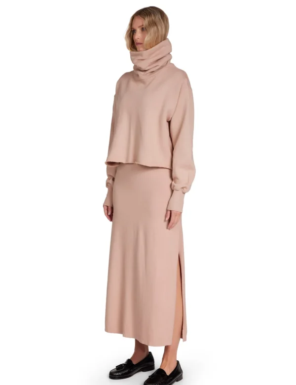 Clearance LES TIEN Corey Crop Cowl Neck Mauve