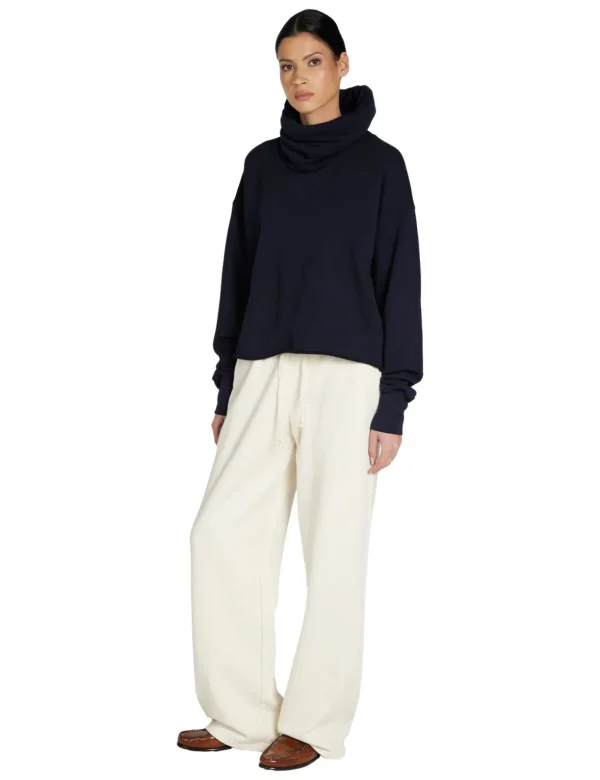 Outlet LES TIEN Corey Crop Cowl Neck Navy
