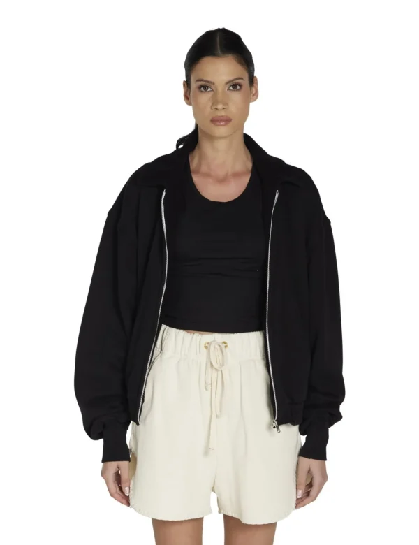 Clearance LES TIEN Courtney Crop Workwear Jacket Jet Black