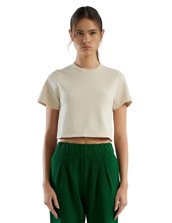 Sale LES TIEN Daria Crop Tee Ivory