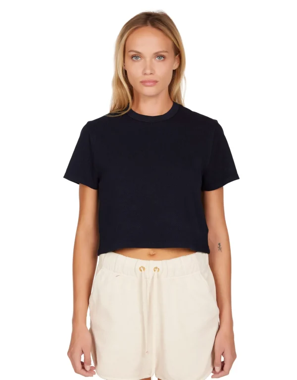 Best LES TIEN Daria Crop Tee Navy