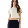 Online LES TIEN Daria Crop Tee Ivory