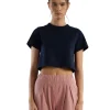 Best LES TIEN Daria Crop Tee Navy