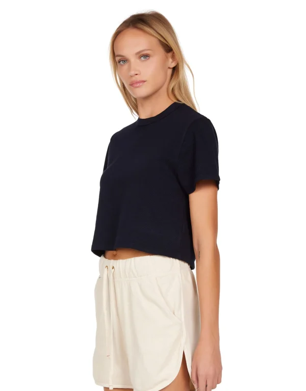 Best LES TIEN Daria Crop Tee Navy