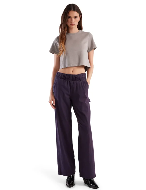 Fashion LES TIEN Daria Crop Tee Washed Dove