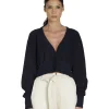 Clearance LES TIEN Diana Crop Cardigan Navy