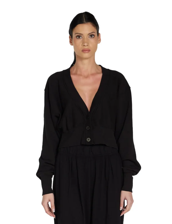New LES TIEN Diana Crop Cardigan Jet Black
