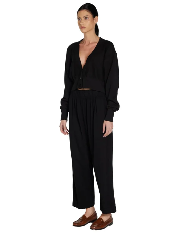 New LES TIEN Diana Crop Cardigan Jet Black