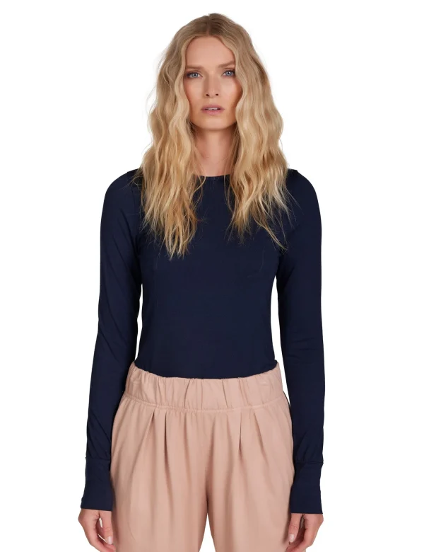 Discount LES TIEN Fiona Fitted Long Sleeve Navy