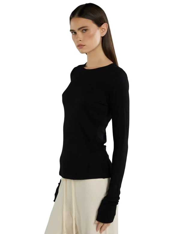 New LES TIEN Fiona Fitted Long Sleeve Jet Black