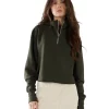 Hot LES TIEN Haley Crop Half Zip Pullover Forest