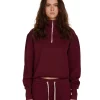 Fashion LES TIEN Haley Crop Half Zip Pullover Bordeaux