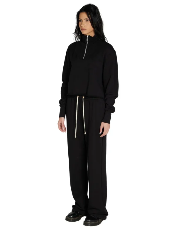 New LES TIEN Haley Crop Half Zip Pullover Jet Black