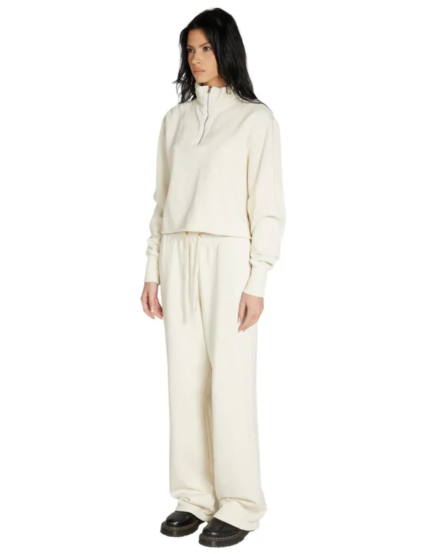 Sale LES TIEN Haley Crop Half Zip Pullover Ivory