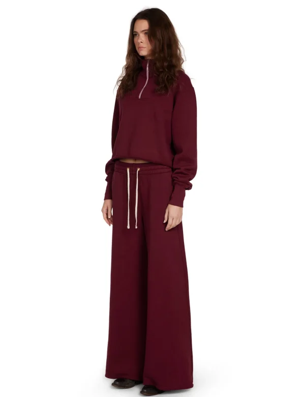Fashion LES TIEN Haley Crop Half Zip Pullover Bordeaux