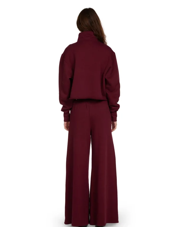 Fashion LES TIEN Haley Crop Half Zip Pullover Bordeaux