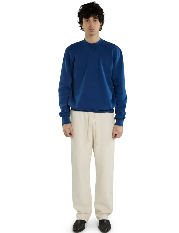 Online LES TIEN Heavyweight Banded Polo Mock Neck Washed Blue 42